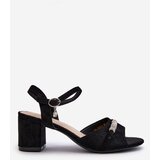 VINCEZA Women's sandals in eco suede on a high heel with black decorations Narhi | Shoptok.si