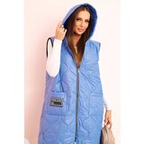 Kesi Włoski Women's quilted Plus Size vest with a hood zipped denim color Cene