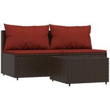 Maison Chic Seti vrtnega pohištva - Vrtna garnitura - Vrtni pohištvo set 3-delna z blazinami rjav poli ratan, (21810143) | Shoptok.si