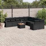  11-dijelni set vrtnih sofa od poliratana s jastucima crni | shoptok.hr