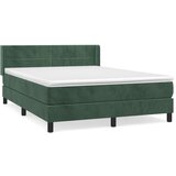 vidaXL Box spring postelja z vzmetnico temno zelena 140x200 cm žamet, (20900247) Cene