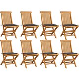 The Living Store Vrtni stoli z antracitnimi blazinami 8 kosov trdna tikovina - Vrtni Stol, (21470674) | Shoptok.si
