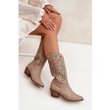 Boto Leather Boots With Perforated Shaft Dark Beige Zazoo 3714 | ePonuda.com