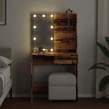 vidaXL toaletni stol s LED-om staro drvo 74,5x40x141 cm | shoptok.hr
