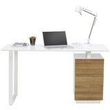 Hom`in pisalna miza leseni material bela, barve hrasta | Shoptok.si
