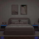 vidaXL Stenska nočna omarica z LED lučkami 2 kosa črna hrast | Shoptok.si