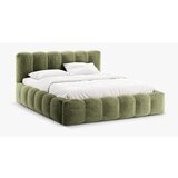 Micadoni Home Zeleni tapecirani bračni krevet s prostorom za odlaganje s podnicom 200x200 cm Lupine – Cijene