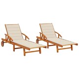  Ležaljke za sunčanje s jastucima 2 kom masivno bagremovo drvo | shoptok.hr