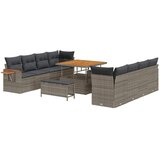  11-delni vrtni kavč set z blazinami Siva Poli ratan Akacija | Shoptok.si