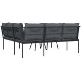  Set vrtnih sofa s jastucima crni od čelika i tekstilena | shoptok.hr