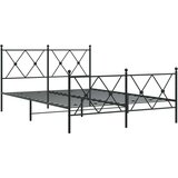 vidaXL Metalni okvir kreveta uzglavlje i podnožje crni 137x190 cm | shoptok.hr
