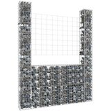 vidaXL Gabion košara U-oblike z 2 stebroma železo 140x20x200 cm | Shoptok.si