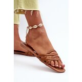 Boto Women's Eco Leather Flat Heel Sandals Brown Moldela | Shoptok.si