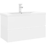 Ormarić Omarica za umivalnik z vgradnim umivalnikom bela iverna plošča | Shoptok.si