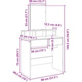  Toaletni stolić s ogledalom siva boja betona 80 x 41 x 144,5 cm | shoptok.hr