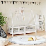  Otroški posteljni okvir bel 70x140 cm trdna borovina, (20787697) | Shoptok.si
