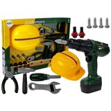  Dječji set alata s bušilicom, kacigom i sitnim alatom - zeleno/žuti | Shoptok.si