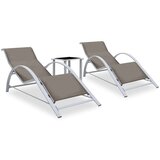  Ležalnik 2 kosa z mizico aluminij taupe barve | Shoptok.si