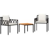  Set vanjskog namještaja 3 pcs Crna i krem-bijela poliratan | shoptok.hr