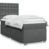 vidaXL Box spring postelja z vzmetnico temno siva 90x190 cm blago | Shoptok.si