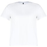 Trendyol curve white 100% cotton premium crew neck knitted t-shirt Cene