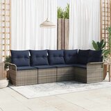  Vrtna sedežna garnitura z blazino 5 pcs Siva Poly ratan, (5000021988) | Shoptok.si