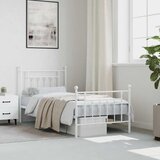  Metalni okvir kreveta uzglavlje i podnožje bijeli 90 x 200 cm | shoptok.hr