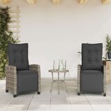  3-dijelni bistro set od poliratana s jastucima sivi - Siva 1 | shoptok.hr