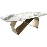 Angel Cerdá Pravokotna jedilna miza iz porcelanastega marmorja in jekla v barvi šampanjca, (21327919) Cene