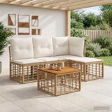  Set vanjskih sofa 5 kom. Prirodna i krema bijela Poliester | shoptok.hr