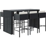 vidaXL 7-dijelni vrtni barski set od poliratana s jastucima crni | shoptok.hr