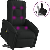  Masažni naslonjač na podizanje od tkanine crni | shoptok.hr