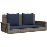 vidaXL Klupa za ljuljanje s jastucima siva 119x56x48 cm poli ratan | shoptok.hr