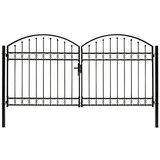  Dvostruka vrata za ogradu s lučnim vrhom čelična 300x125 cm crna | shoptok.hr