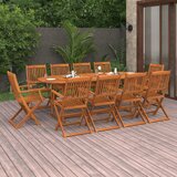 The Living Store Vrtna jedilna garnitura 11-delna 220x90x75cm trden akacijev les - Jedilna Garnitura, (21470428) | Shoptok.si