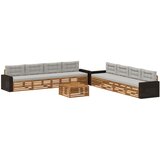 vidaXL Zunanja garnitura za sedenje 9 pcs Naravna in svetlo siva, (5000279941) | Shoptok.si
