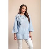 Fenzy Pamučna Bluza Plus Veličine S Vezom, Svijetloplava | shoptok.hr