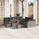 vidaXL 13-delni vrtni sofaset z blazinami siva poli ratan akacija | Shoptok.si