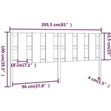  Posteljno vzglavje belo 205,5x4x100 cm trdna borovina, (20684307) | Shoptok.si