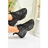 Fox Shoes Women's Black Thick-soled Sneakers.