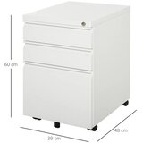  Mobilni ormar za spise s 3 ladice zaključavajući se s konkavnom ručkom za ured ili kućni ured 39 x 48 x 60 cm bijeli | shoptok.hr