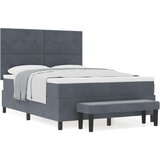  Postelja z vzmetnico z vzmetnico Temno siva 160 x 200 cm Žamet | Shoptok.si
