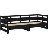  Dnevni ležaj na izvlačenje crni 2x(90x190) cm masivna borovina | shoptok.hr