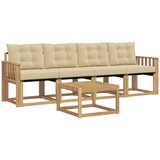 vidaXL Zunanja garnitura za sedenje z blazino 5 pcs Bela in bež, (5000282298) | Shoptok.si