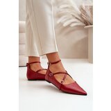 Boto Women's Ballerinas With Pointed Toes And Intertwined Straps Burgundy Violra | Shoptok.si