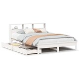 vidaXL Krevet s regalom z knjige bez madraca bijeli 135x190cm borovina | shoptok.hr