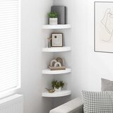  Plutajuće kutne police 4 kom. visoki sjaj bijele 25x25x3,8 cm MDF | shoptok.hr