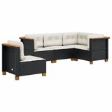 Maison Chic Seti vrtnega pohištva - Vrtna garnitura - Vrtni pohištvo set 5-delna z blazinami črn poli ratan, (21815430) | Shoptok.si