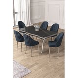 Hanah home trpezarijski set Pem, sto i 6 stolica, ploča u dekoru Sonata, hromirane noge, antracit tkanina Babyface | Eponuda.com