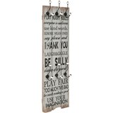 vidaXL Stenski obešalnik s 6 kljukicami 120x40 cm THANK YOU Cene